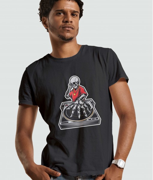 Мъжка тениска с щампа Готика Skeleton DJ - TShirtArtShop.com